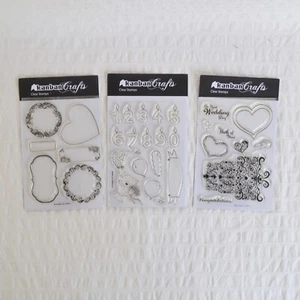 Kanban Crafts Clear Stamp Sets x3, Hearts Birthday Numbers Ages Wedding - Picture 1 of 7