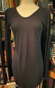 Rag & Bone Crew Neck BLACK Mini Dress long sleeve sheer back Size 4 sexy rocker - Picture 1 of 3