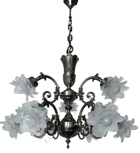 Französischer Jugendstil- oder Art Deco-Kronleuchter mit 9 Lichtern - Picture 1 of 13