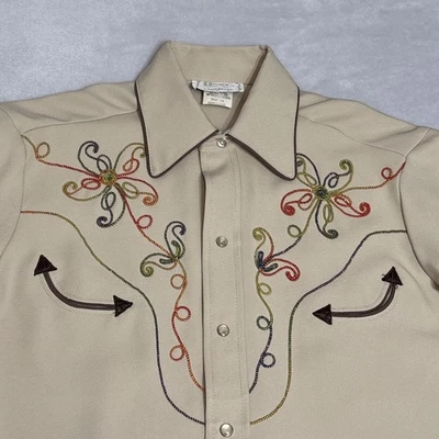 Vtg 70s H BAR C California Ranchwear Floral Pearl Snap Western Cowboy Rockabilly - Image 1 of 4