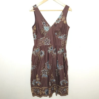 Vestido Sheri Martin Floral Bordado Talla 10 Mujer Sin Mangas Algodón Foto 1 de 4