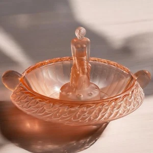 Vintage Art Deco Prensado Rosa Depresión Vidrio Flor Rana Cuenco Mujer Sentada - Imagen 1 de 21