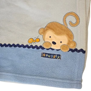 Carters Child Of Mine Snuggly Monkey Boy Blue Baby Blanket Fleece 33 X 35" - Picture 1 of 7
