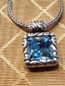 Brighton TWINKLE AQUA Crystal Solitaire Pendant Necklace Set In Silver, NWOT - Picture 1 of 6