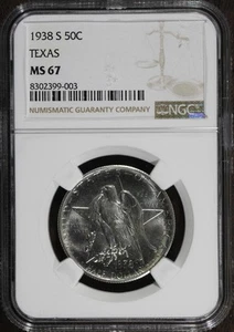 1938-S (MS67) Texas Commemorative Half Dollar 50C NGC - Great Luster - Picture 1 of 4