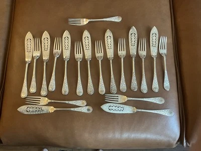 Antique Martin Hall & Co Silverplate Flatware Fish Service Set - Image 1 of 4