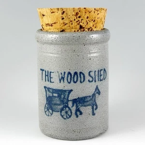 Rockdale Union Pottery Wood Shed Farm Progress Mini Crock Salt Glazed Stoneware - Picture 1 of 12