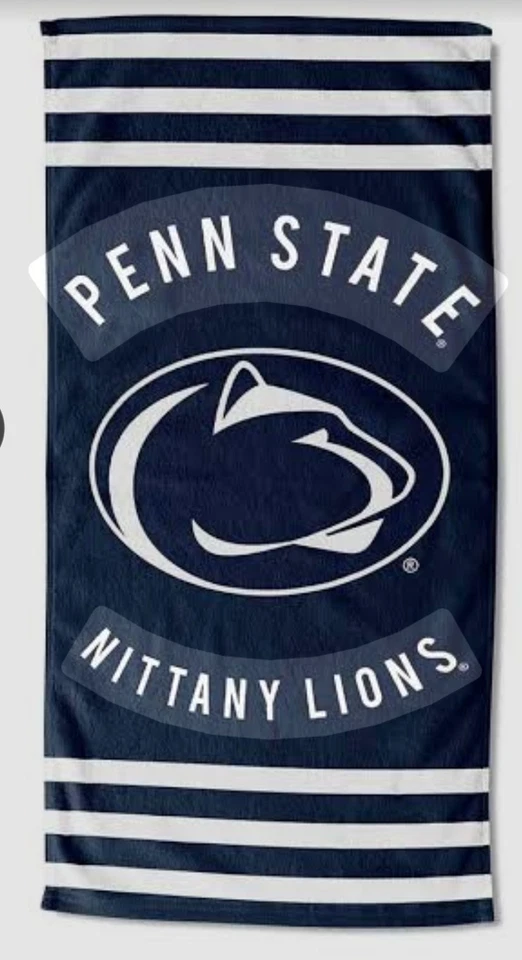 Toalla de playa Penn State Nittany Lion azul marino y blanca nueva con etiquetas Foto 1 de 4