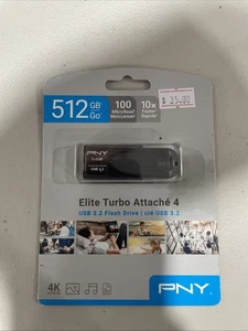 PNY Elite Turbo Attache 4 512GB USB 3.2 Flash Drive 4K Ultra HD*BRAND NEW* - Picture 1 of 2