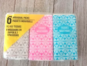Pocket Tissues -[6 Packs x 9 Tissues Per Pack] - 2-Ply Travel Size - Picture 1 of 4