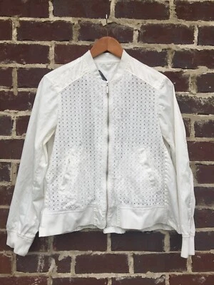  Chaqueta Bomber VINCE $395 Talla L XL Cremallera Cortavientos Encaje con Bolsillos Blanca Foto 1 de 4
