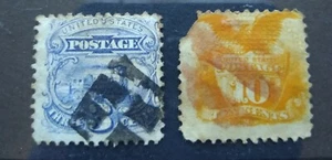 US 1869 2c and 10c used, 10c short corner. - Picture 1 of 1