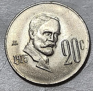 MÉXICO 🇲🇽 TWENTY (20) CENTAVOS COIN 1975 - Picture 1 of 2