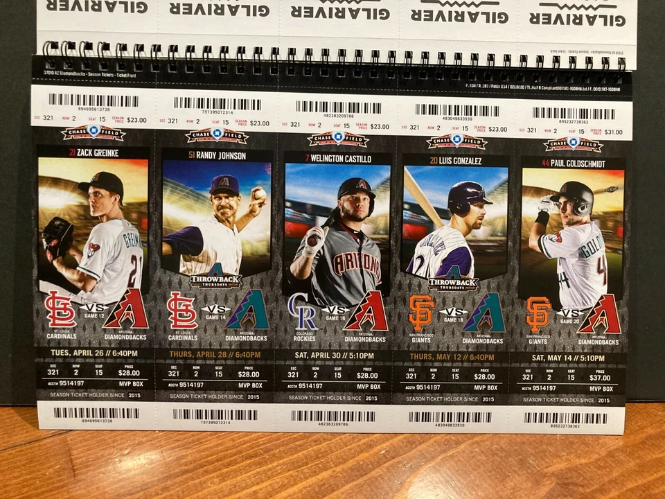 2016 AZ Diamondbacks Unused Tickets You Pick- Greinke Goldschmidt Johnson Photos - Image 1 of 4