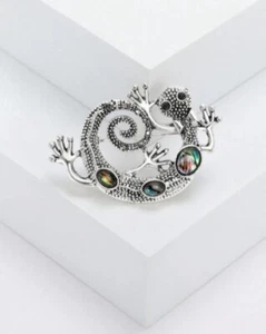 Lizard abalone shell pin brooch - Picture 1 of 1