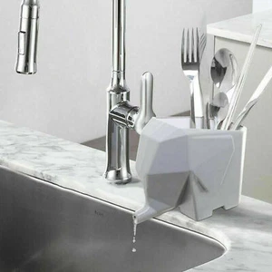Drainer Elephant Chopstick Cutlery Holder Utensil Tableware Fork Spoon Rack - Picture 1 of 4