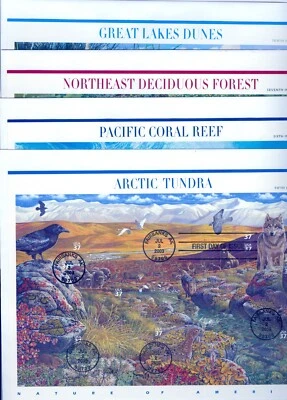 US  3802,3831,3899,4352 Pacific Coral, Forest, Great Lakes, Arctic, Set/4 FDC - Image 1 of 4
