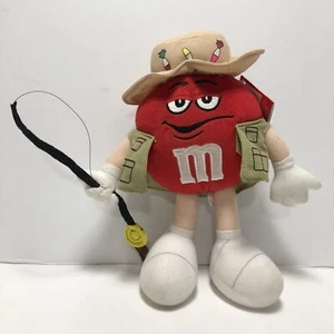 Red M&M Angler Plush Vintage Galerie 2004 10in With Hat Vest Fishing Pole - Picture 1 of 4