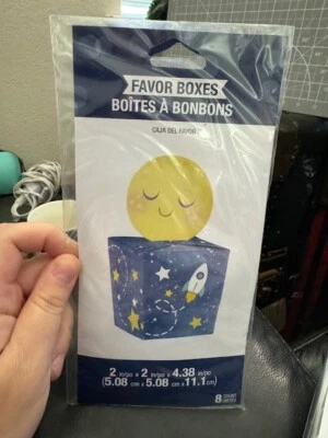 To the Moon and Back Favor Paper Boxes 8 Pack 4.38" x 2" x 2" Baby Shower Favors - Image 1 of 2