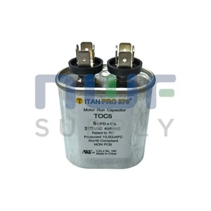 Condensador de funcionamiento del motor Packard Titan PRO TOC5 5 MFD 370 voltios ovalado - Imagen 1 de 2