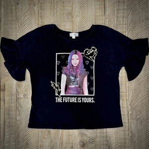 Disney D-Signed DESCENDANTS 💜 Crop Top Black MAL Girls Shirt Size Large - Picture 1 of 5
