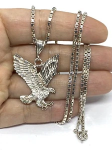 Collar de cadena colgante de águila de plata esterlina de colección 24,1/8"". 17,36 g - Imagen 1 de 12