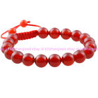 Natural 10Mm Red Jade Gemstone Tibet Buddhist Prayer Beads Mala Bracelet 7.5''