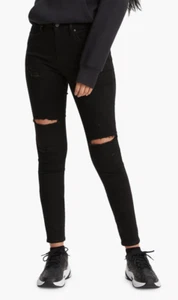 Levis L71609 Womens Black 721 Ripped High Waist Skinny Jeans Size 33 - Picture 1 of 3