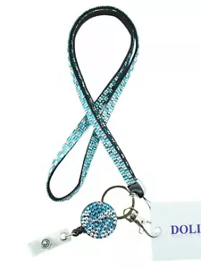 Bling Halskette Schlüsselband und Strass ID einziehbare Rolle mit Gürtelclip - Bild 1 von 17