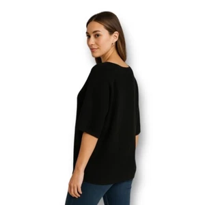 New Vila Milano Black Ribbed Knit Top Relaxed Minimalist Neutral Office Size XL - Picture 1 of 7