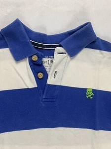 Skull & Bones Short Sleeve Polo Shirt Boys 7 8 Blue White Green Childrens Place - Picture 1 of 5