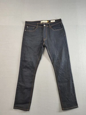 Jean Tailor Vintage Hombre 36x32 Azul Denim Lavado Oscuro Cómodo Elastizado Calce Relajado Foto 1 de 4