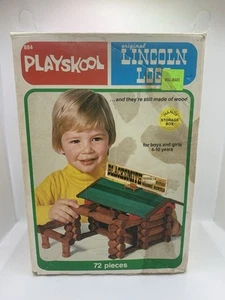 Vintage 1978 Playskool Original Lincoln Logs #884 With Original Box INCOMPLETE - Picture 1 of 19