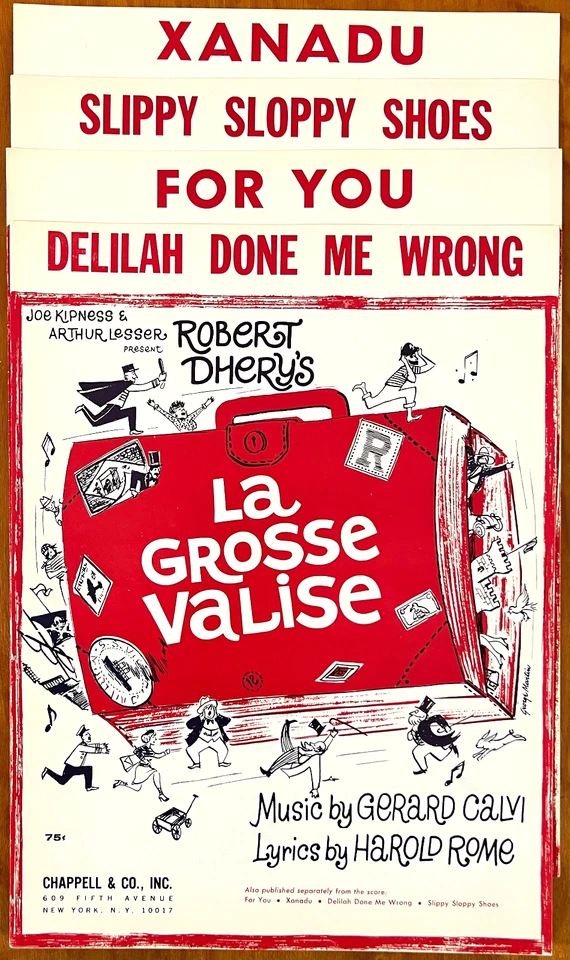 Cuatro partituras musicales de Flop Harold Rome Broadway 1965 La Grosse Valise Foto 1 de 1