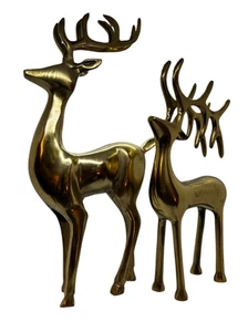 Set 2 Grandes Latón Bucks Ciervo Reno Escultura Decoración Navidad - Imagen 1 de 6