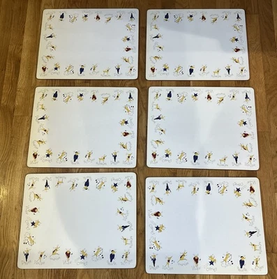 Six Pottery Barn Santa Reindeer Rudolph Cork Place Mats Christmas Placemats - Image 1 of 4