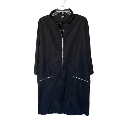 Sun Kim Chaqueta Larga Cremallera Vestido Moderno Negro Minimalista Lagenlook Excelente EE. UU. XL Foto 1 de 4