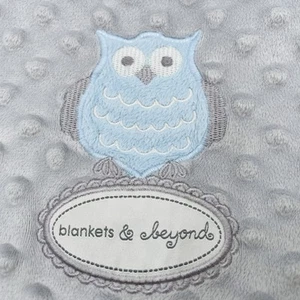 Blankets & Beyond Baby Blanket Owl Minky Gray Embroidered - Picture 1 of 7