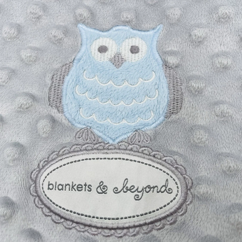 Blankets & Beyond Baby Blanket Owl Minky Gray Embroidered - Image 1 of 4