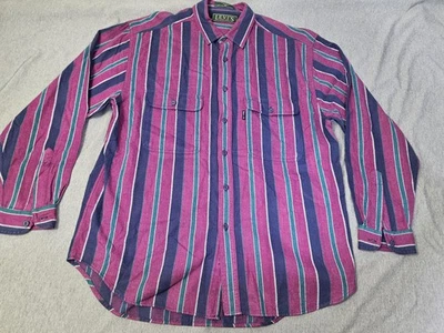 Vintage Levis Sutter Creek Shirt Mens Medium Purple Stripe Cotton Made USA 90s - Image 1 of 4