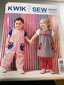 Kwik Sew Pattern K3983 Toddler Boys/Girls Dress~Overalls~Pants w/Appliques T1-T4 - Picture 1 of 2
