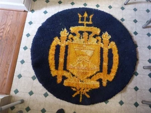 VINTAGE Hand Made US Naval Academy Coat of Arms Area Rug USN Navy 44" - Picture 1 of 11