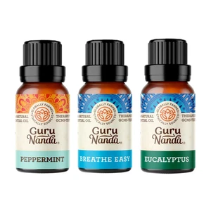 GuruNanda Eucalyptus, Peppermint & Breathe Easy Essential Oils, 15 mL - 3 Pack - Picture 1 of 11
