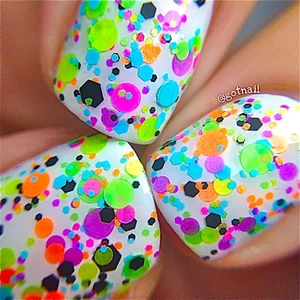 Trouble Maker- Polka Dot-NEON-Custom-Blended Glitter Nail Polish Me Silly