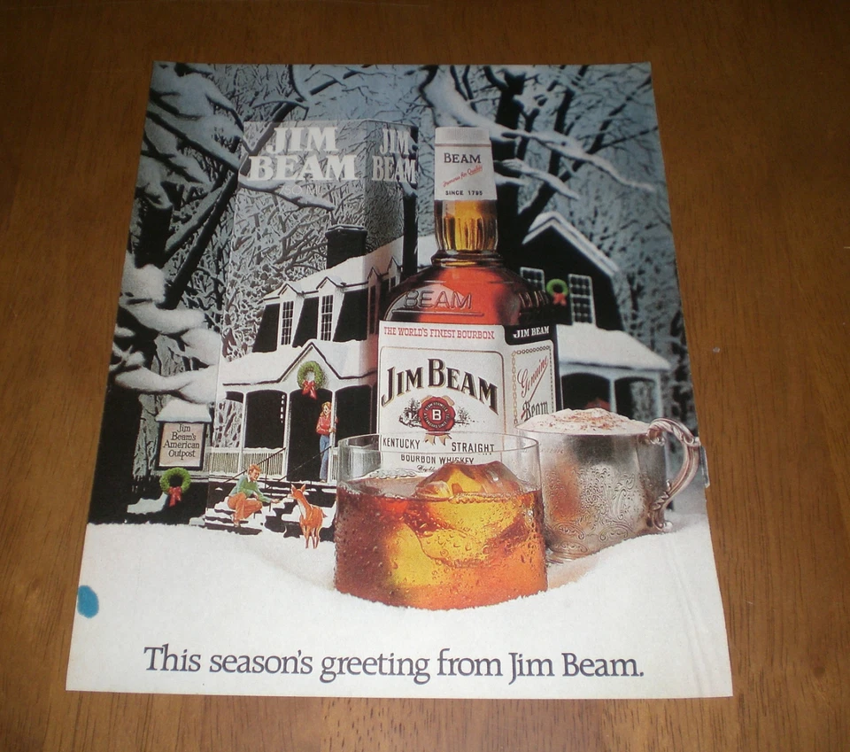 JIM BEAM SEASON'S GREETINGS 8x10 COLOR AD PRINT - Image 1 of 1
