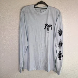 Roark Shirt Men Large Ram Graphic Tee Aztec Southwest Long Sleeve Tshirt Blue - Picture 1 of 13