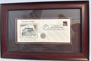 Collector's 100th Anniversary of Denver Mint Quarter and Stamp framed art - Picture 1 of 8