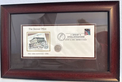 Collector's 100th Anniversary of Denver Mint Quarter and Stamp framed art - Image 1 of 4