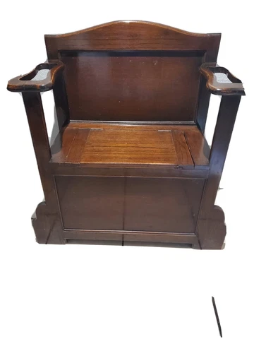 Antique Oak Victorian Hall Tree Umbrella Stand Chair in good condition 32h.x28w Cover
