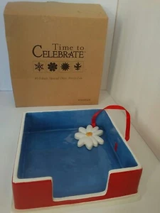 Dept 56 Time to Celebrate Stoneware Yankee Doodle Daisy Napkin Holder - Picture 1 of 5
